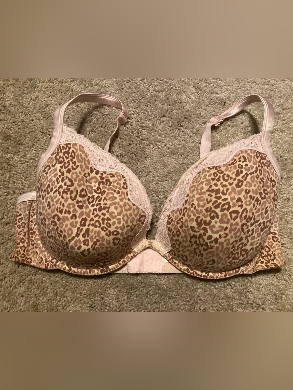 Cacique Leopard Print Underwire Bra in Blush and Tan